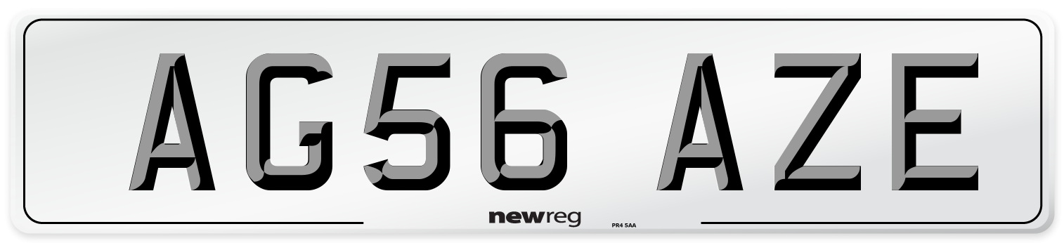 AG56 AZE Number Plate from New Reg